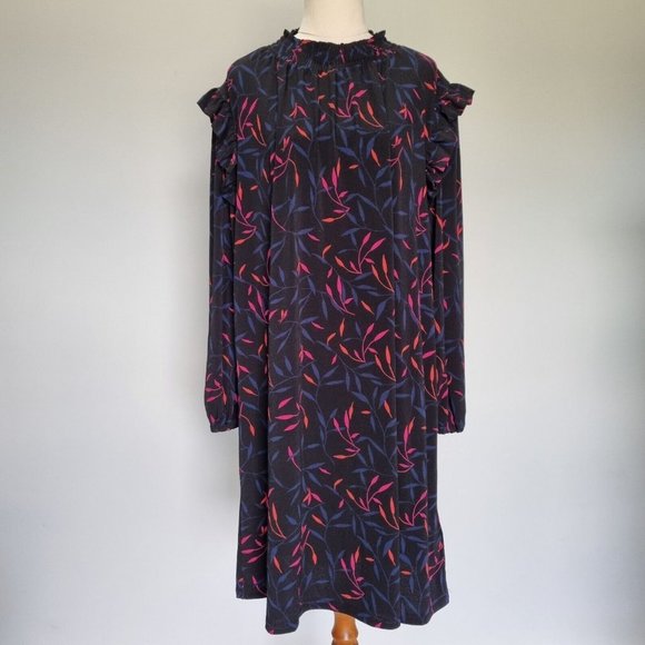 Leona Edmiston Multicolour Floral Long Sleeve Smock Dress Size 16 - Picture 2 of 10